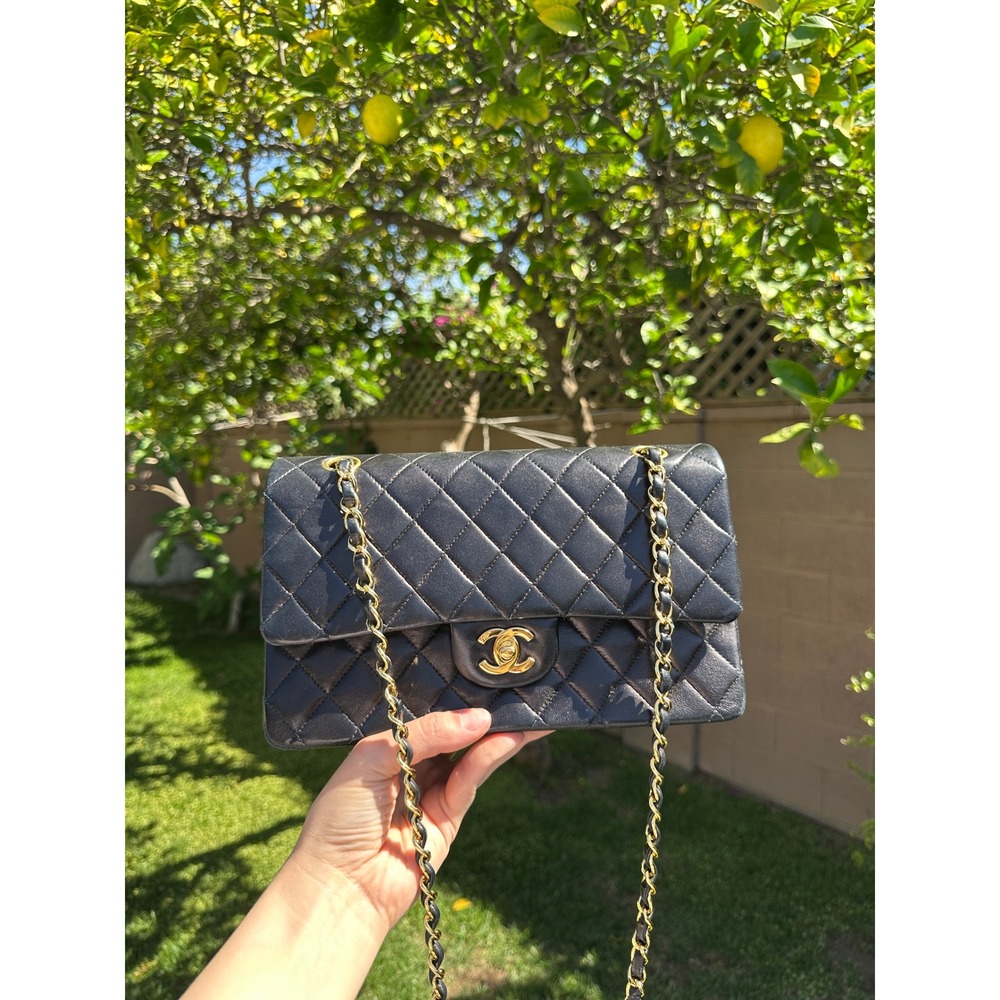 Chanel Classic Double Flap Bag Vintage Series 5 Black Lambskin Gold HW 24K CC